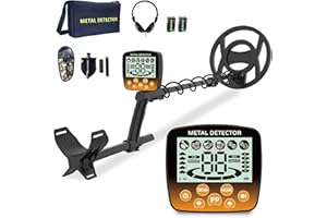 Cyphyja Metal Detector for Adults, 10" IP68 Waterproof Professional Metal Detectors, 5 Modes High Accuracy Detector de metales oro y Plata, Gold Detector/Tester with Shovel, Bags, Headphones(Yellow)