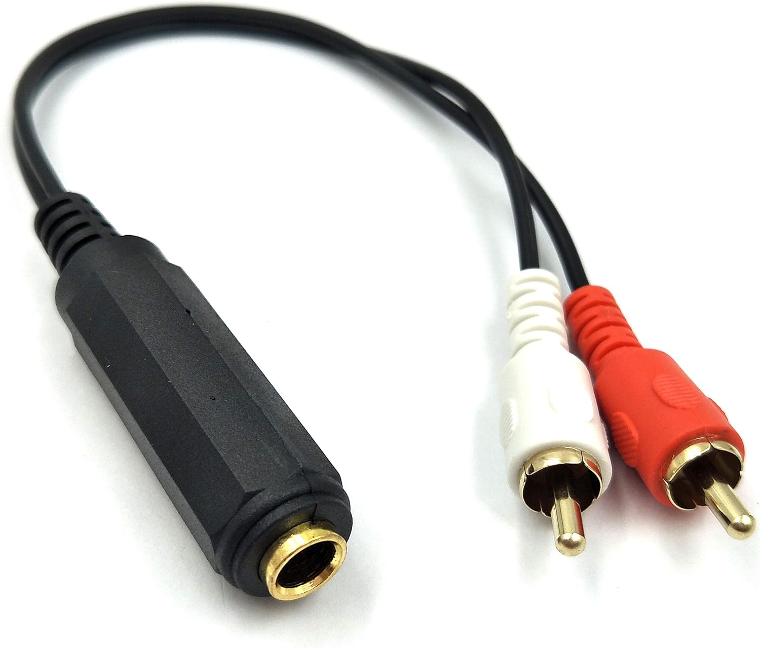 Poyiccot RCA to 1/4 Adapter Cable, 6.35mm 1/4 inch TRS Stereo Jack Female to 2 RCA Male Plug Y Splitter Adapter Cable 25cm/10inch (635F-2RCAM): Home Audio & Theater