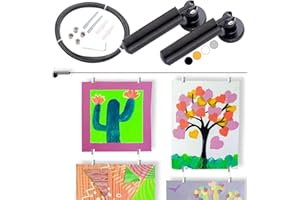 Rio Salto Kids Wire Art Display with Clips, Art Display for Kids Artwork Hanging Wire Gallery Display Hanger Project, Drawing Art Wall Display -5 Feet (60") + 40 Clips - Black