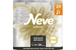 Neve Papel Higiênico Supreme Folha Tripla, 20m, Leve 24 Pague 21 Rolos