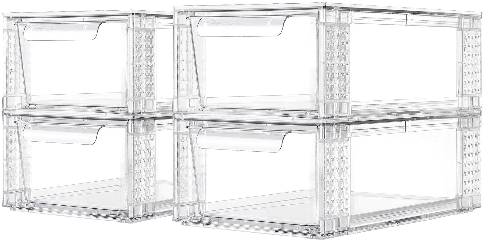 Photo 1 of Zero Zoo 4 Pack Clear Stackable Storage Drawers, 3.95" H Easily Assemble Acrylic Organizer Bins - Multi-Use for Make up, Closet, Pantry, Bathroom, Medicine, Kitchen Cabinet & Undersink Organization