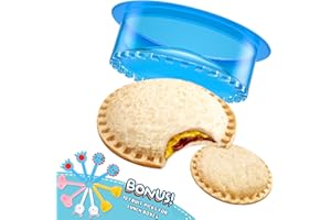 HiYZ Sandwich Cutter and Sealer - 5 PCS Decruster Sandwich Maker - Peanut Butter and Jelly Crustless Sandwich Bread Pancake Maker Cookie Cutter (Round Blue and FruitPicks)