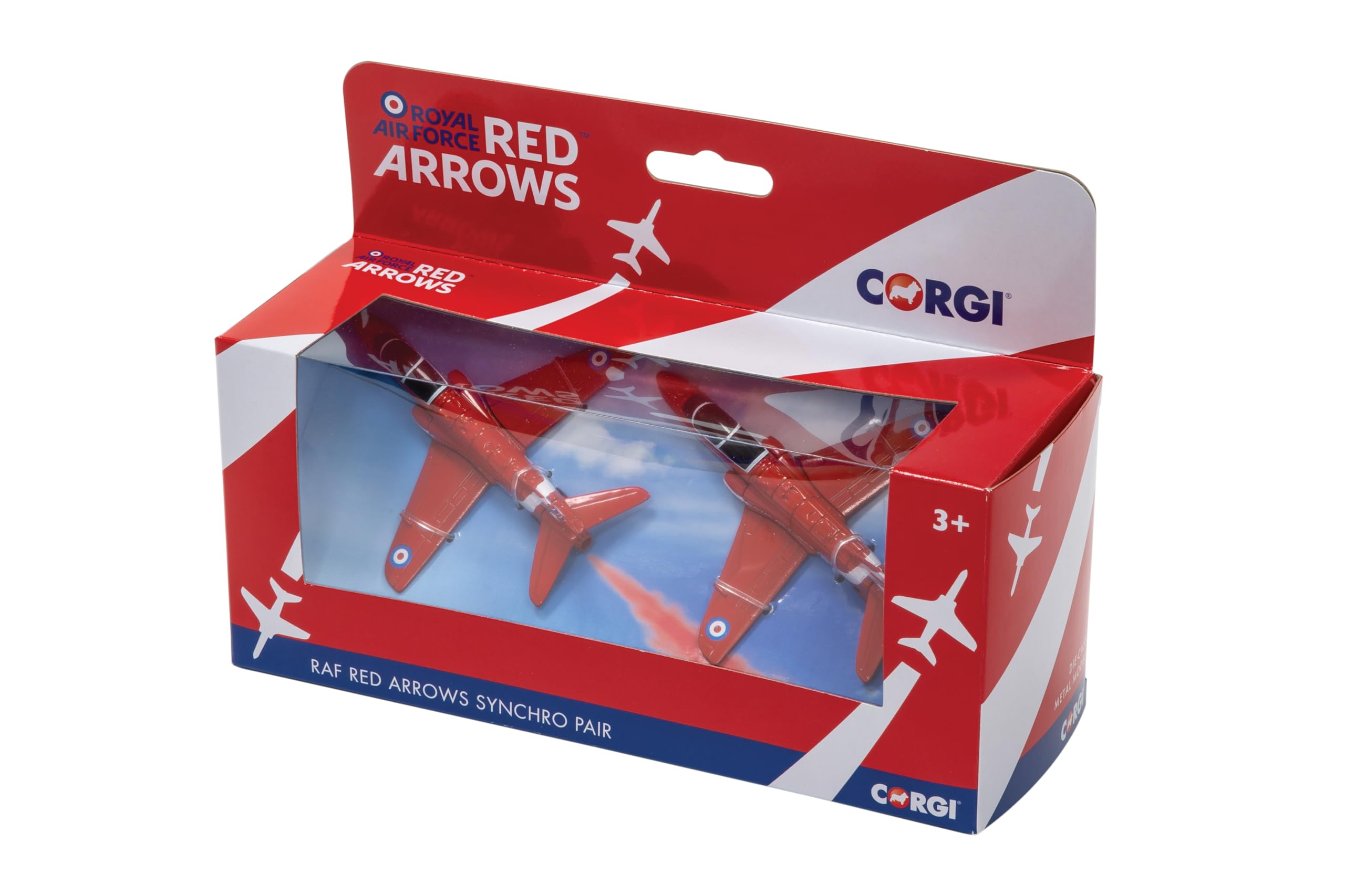Corgi CS90687 Red Arrows Synchro Pair Twin Pack Model Airplane - Diecast Planes & Aircraft Models for Ages 3+, Die Cast Plane, Toy Airplanes - Gift for Young Aviation Fans, Birthday Gifts for Him