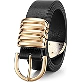 JASGOOD Women’s PU Leather Belt for Jeans Pants Dress Fashion Ladies Waist Belt with Gold Buckle