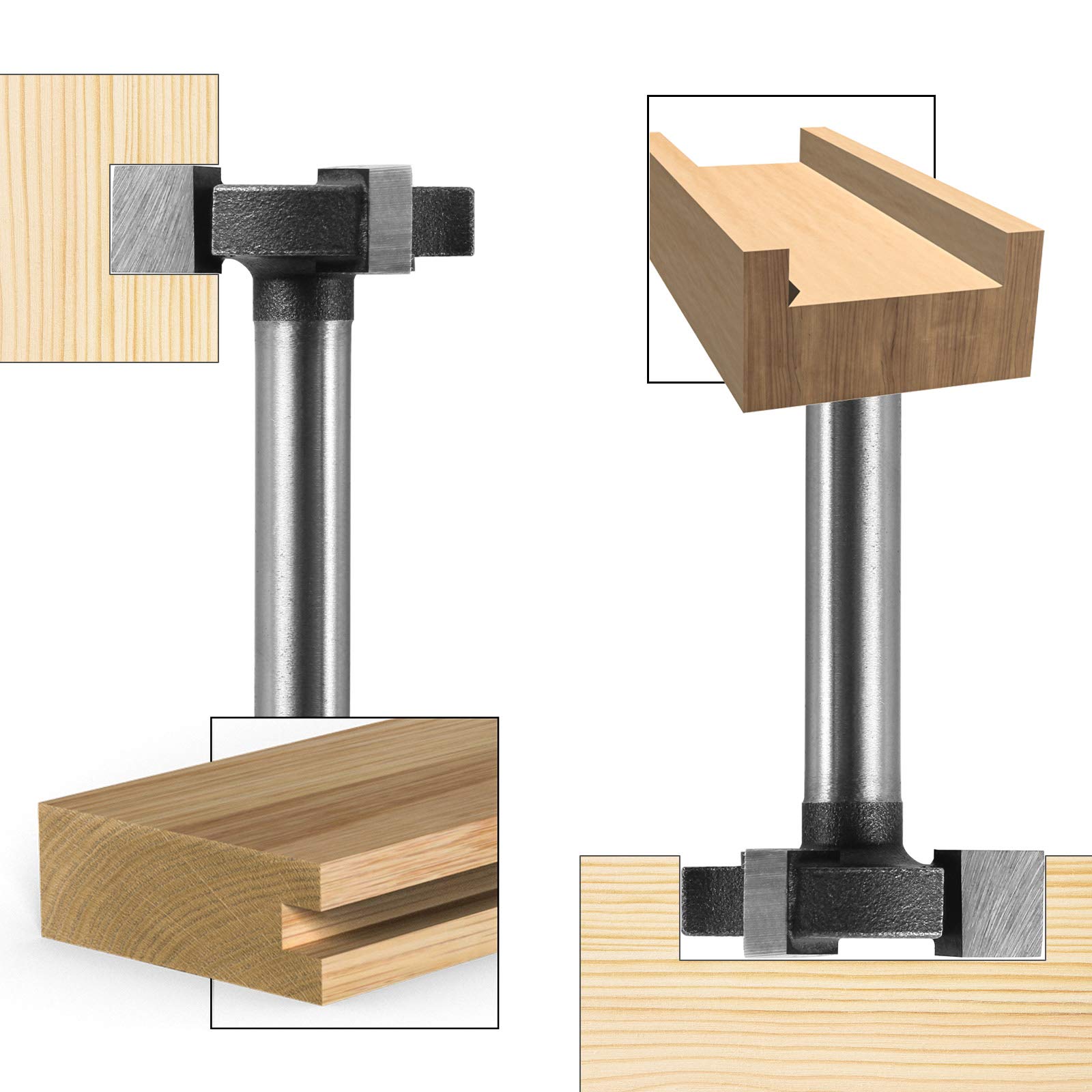 Genmitsu 3pcs 3-Flute CNC Spoilboard Surfacing Router Bits, 1/4'' Shank, 0.94'' Cutting Diameter, Slab Flattening Router Bits for Wood Working, RB03A