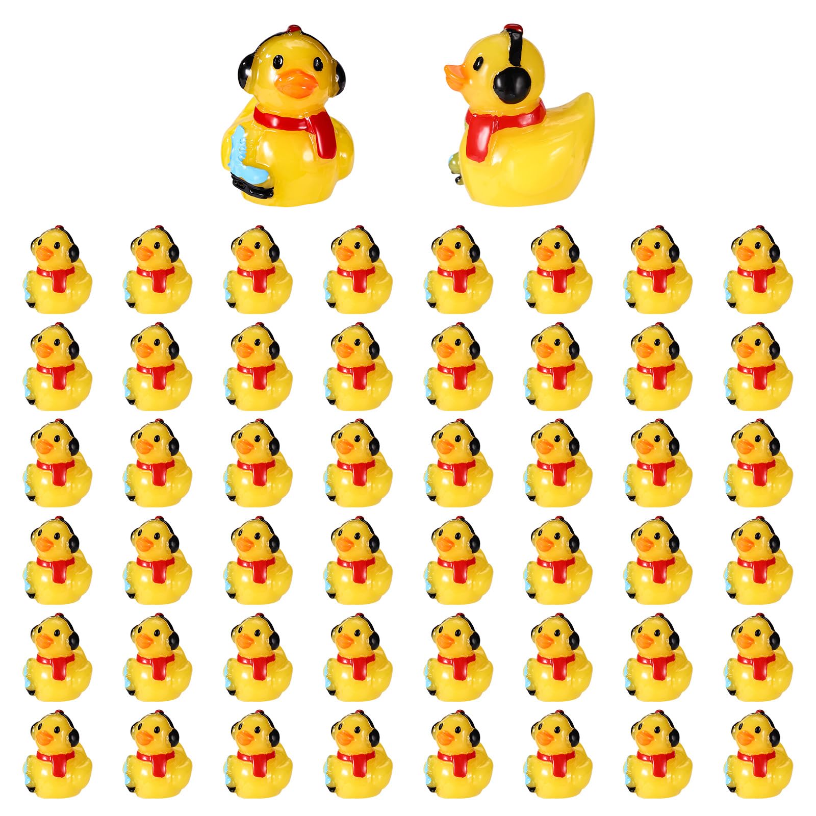 50pcs Winter Mini Resin Ducks, Tiny Small Yellow Duck for DIY Miniature Crafts Holiday Garden Landscape Ornaments (Skating Style)