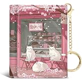 Jogjam Anime Cats Kawaii Womens Wallet, Small Mini RFID, Cute Card Holder | Trifold, Vegan PU Leather, Compart Id Organizer, Keychain Cash Purse, 7 Card Slots, 1 ID Window, Girls Ladies Gifts