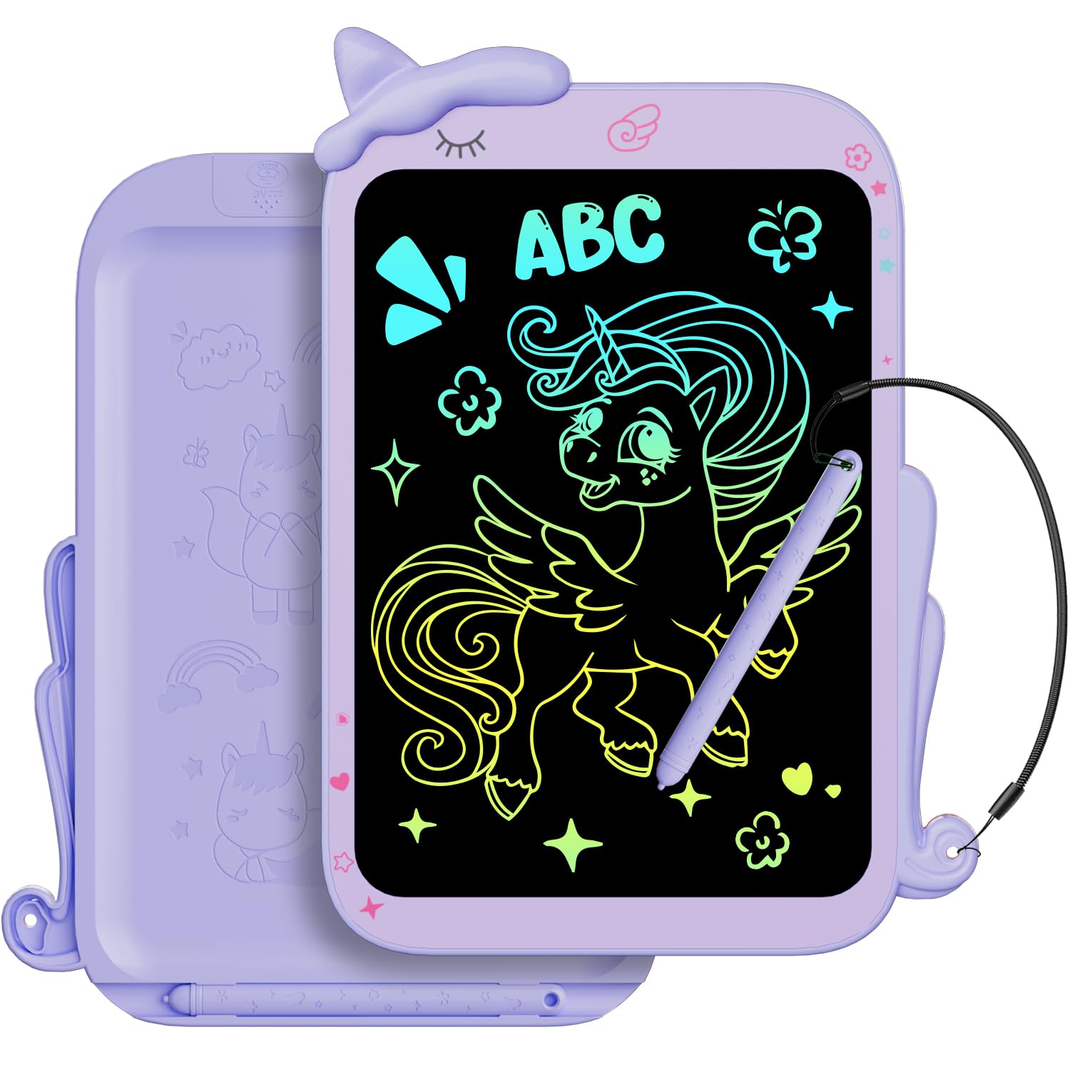 Electight 10 inch LCD Writing Tablet, Toy Doodle Board Drawing Pad, Erasable & Lock Function, Portable Educational Learning Gifts for Girls Boys Toddlers,Purple