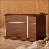 Aspen Studio AspenStudio Cross Walnut Wooden Urn for Cremation Human Ash Handcrafted Solid Wood Urn Up to 200lbs for Adult