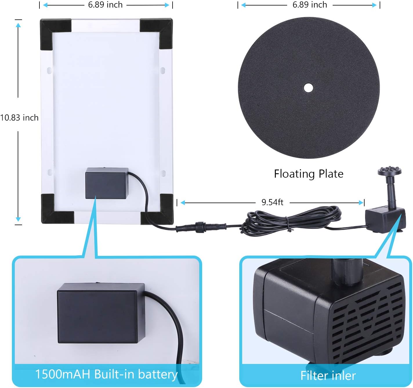 AISITIN 5.5W Solar Fountain Pump - Image 3