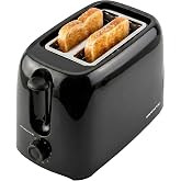 OVENTE Electric 2 Slice Toaster Machine 6-Shade Setting, Black TP2210B | Compact Design and Removable Crumb Tray, 700W Power Perfect for Toasting Bread, Thin Bagels and Waffles