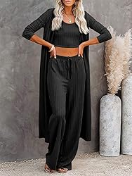 Fessceruna Womens 3 Piece Lounge Sets Pajamas Knit