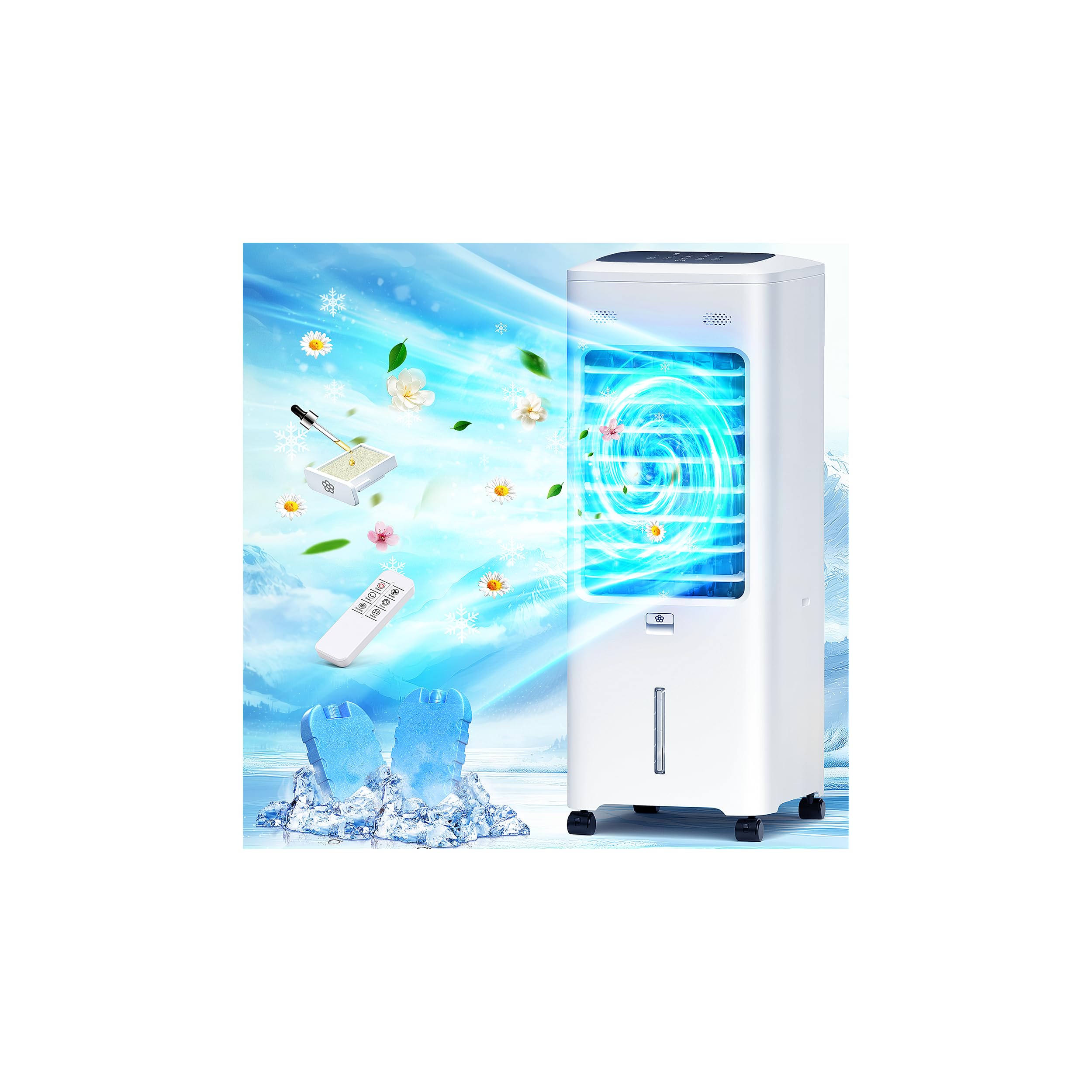 Photo 1 of ***(NO REMOTE, WHEELS RUSTY, SOME SCUFFS/SCRATCHES)*** Windowless Air Conditioner Portable, 30inch Ventless Swamp Cooler Air Conditioner with 2-Gal Tank, 4IN1 Evaporative Air Cooler for Indoor Room Bedroom Home, 3 Speeds&3 Modes, 7H Timer, NO Remote