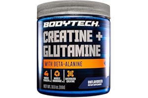 BODYTECH Creatine + Glutamine with Beta-Alanine - Advanced Performance Formula - Supports Strength, Recovery & Endurance (10.8 oz, 30 Servings)