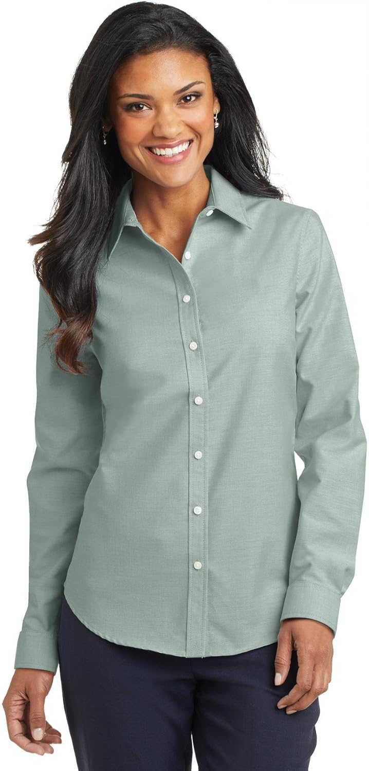 Port Authority® Ladies SuperProTM Oxford Shirt Green XLarge at