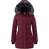 Wantdo Women's Long Quilted Winter Coat Thicken Puffer Jacket with Faux Fur Hood
