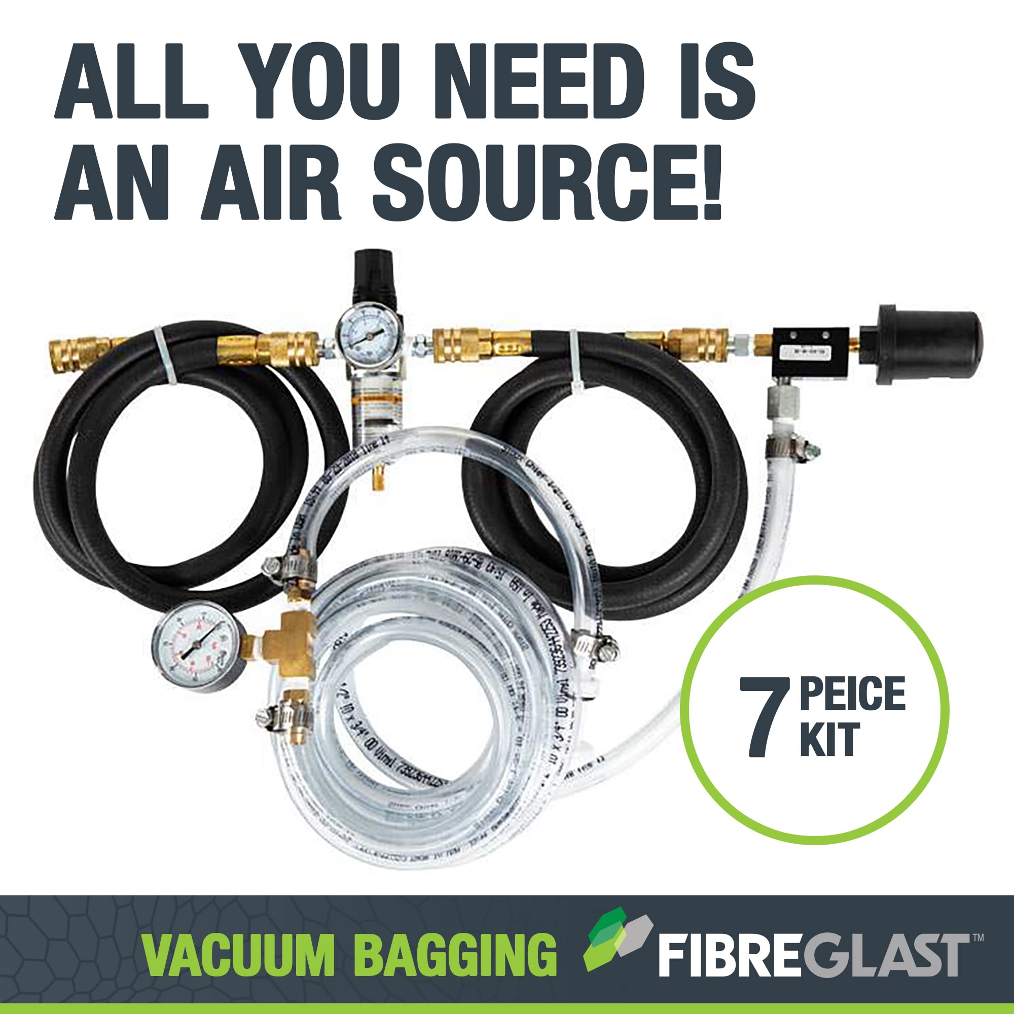 Fibre Glast Vacuum Bagging Starter Kit – Seal & Stabilize Composites Made of Carbon, Fiberglass, Epoxies & Resins – Ultra-Elite Lab Vacuum Supplies, Degassing Chambers & Vac Purge Kits – Made in USA