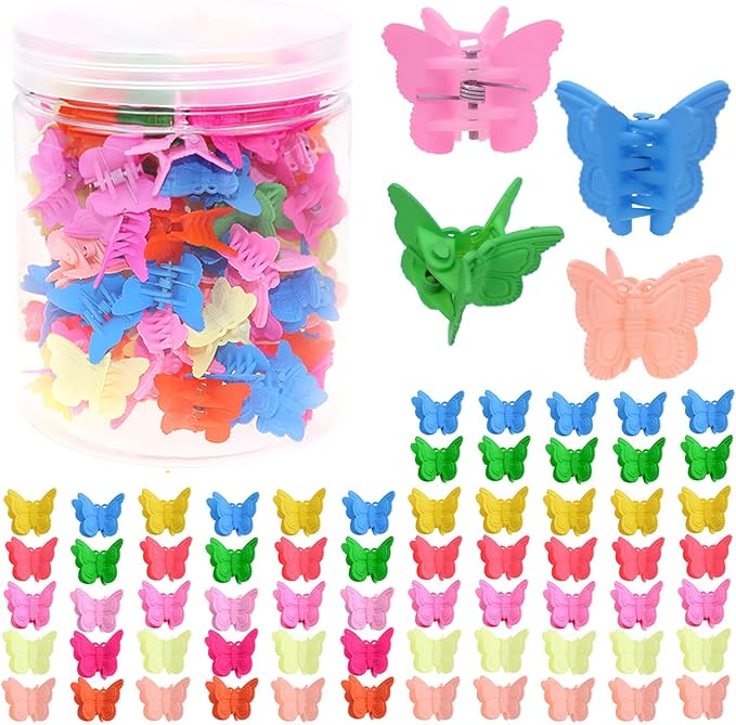 100 Counts Lovely Bright Color Small Butterfly Hair Clips Girls’ Hair