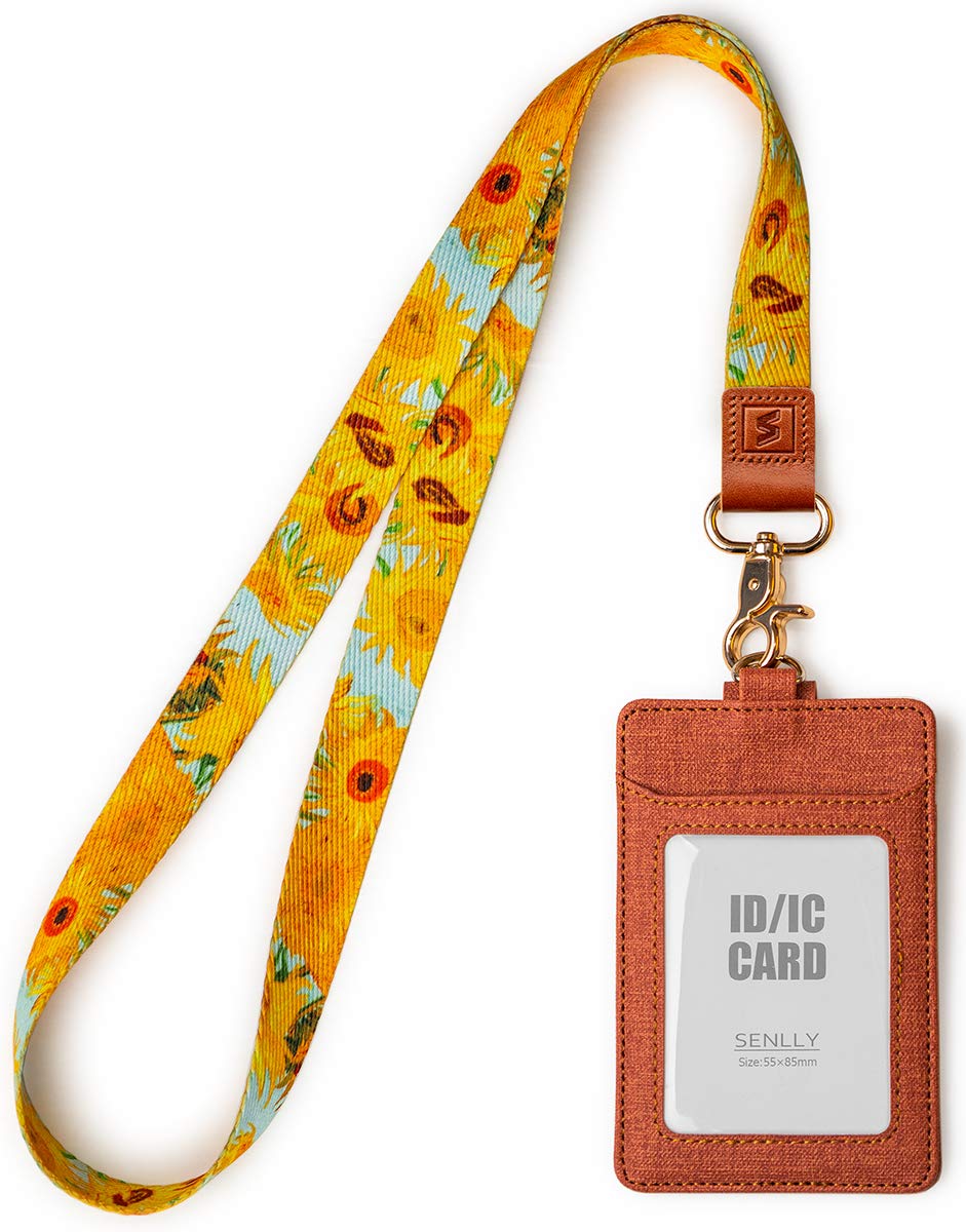 SENLLY ID Badge Holder Gift with Cute Neck Lanyard Strap, 2 Card Slots and 1 Clear ID Window, for Women and Men
