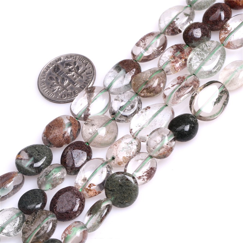 9x12mm Natural Green Phantom Quartz Stone Gemstone Semi Precious Freeform Baroque Potato Beads for Jewellery Making