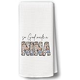 BCUANGD Nina Gifts Kitchen Towels Decor - Grandma Gifts from Grandchildren Hand Tea Towels, Floral Christian Grandma Gift for Christmas Dish Towel Dishcloths Decorations for Home Kitchen, 16"x24"