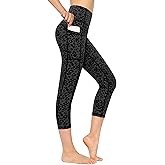 Neonysweets Womens Printed Tummy Control Yoga Workout Leggings Pocket