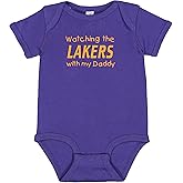 Watching the Lakers with my Daddy Baby Boy Bodysuit Outfit Romper Gift
