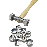 NK eShop Jewelry Making Texture Hammer with 9 Interchangeable Faces - Wooden Handle, Professional Texturing Tool for Metalworking and Crafting (9 Replaceable Heads)