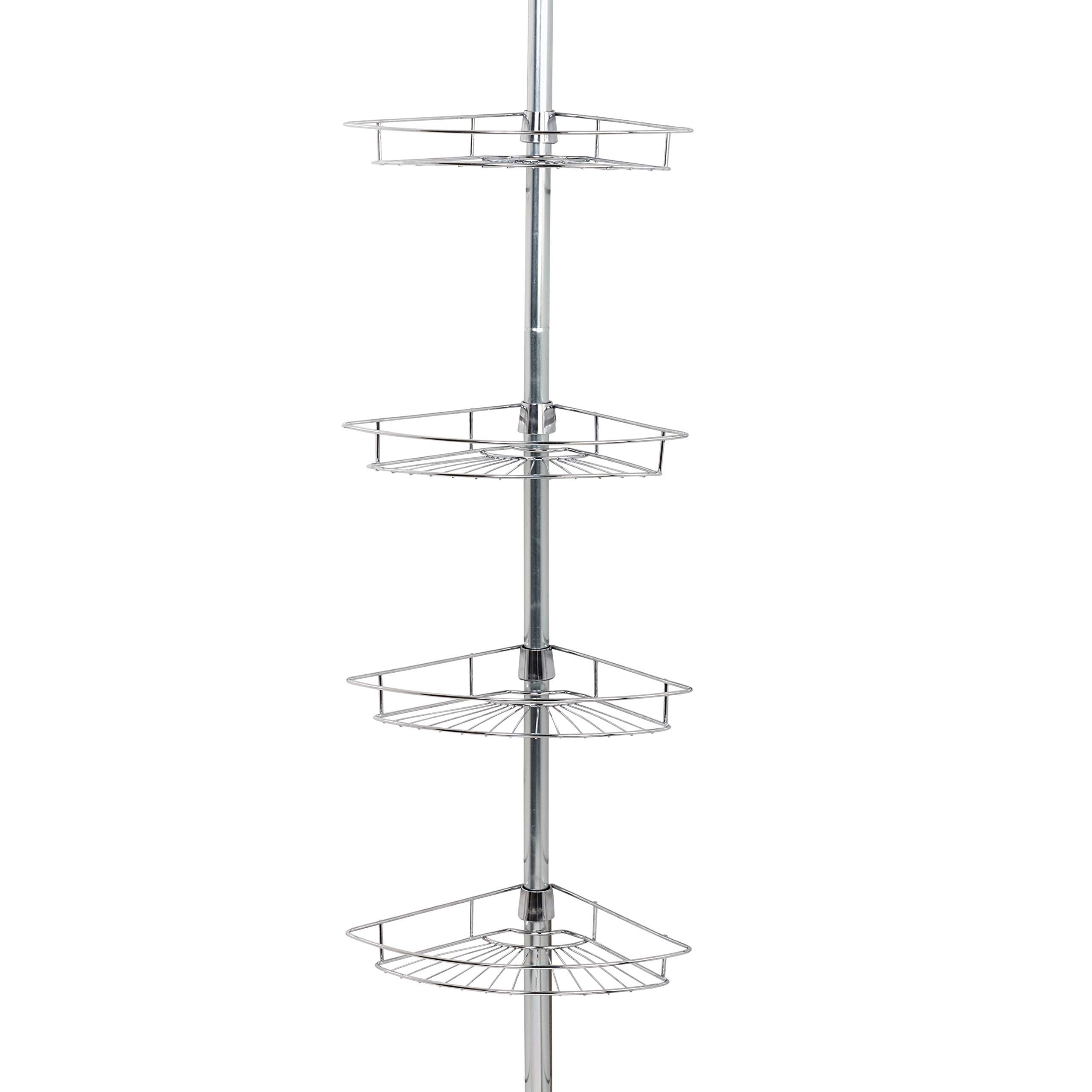 Pole Shower Caddy, Chrome, (8 x 11.6 x 97 inches)