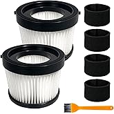 2 Pack DCV5011H HEPA Filter Compatible with DEWALT DCV501HB Cordless Handheld Vacuum, with 4 Foam Sleeve Filters & 1 Brush
