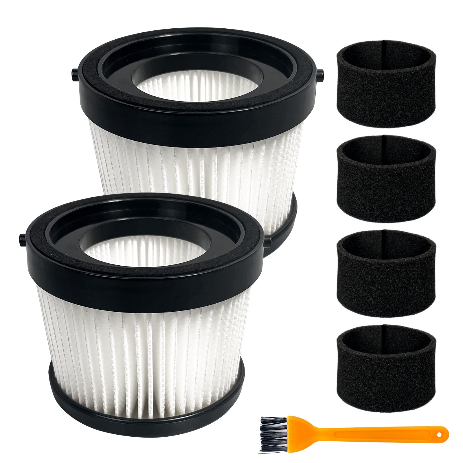Photo 1 of 2 Pack DCV5011H HEPA Filter Compatible with DEWALT DCV501HB Cordless Handheld Vacuum, with 4 Foam Sleeve Filters & 1 Brush