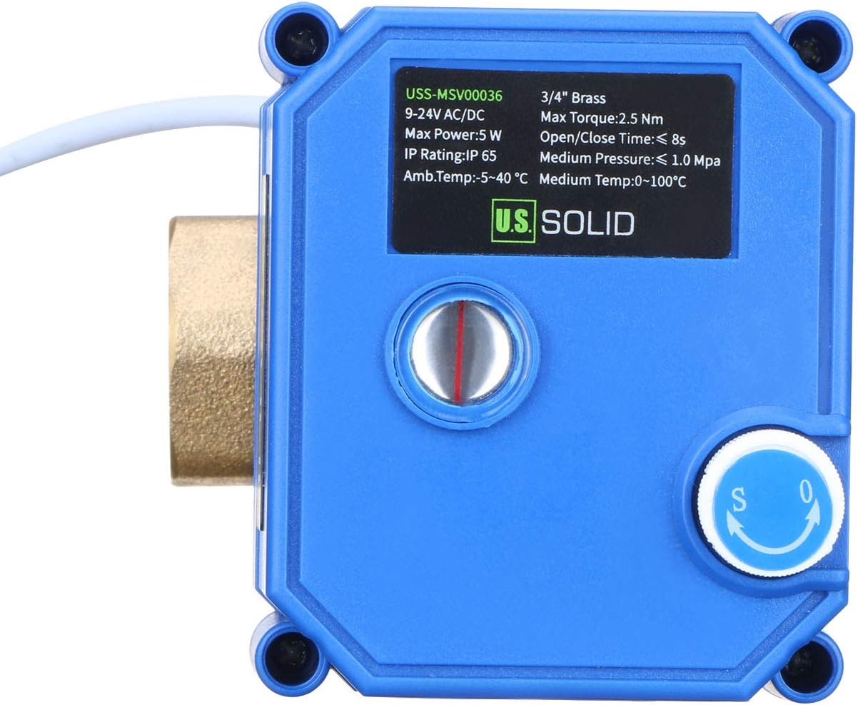 U.S. Solid Motorized Ball Valve- 3/4" Brass Ball Valve with Manual Function, Standard Port, 9-24V AC/DC and 2 Wire Auto Return Setup - Image 5