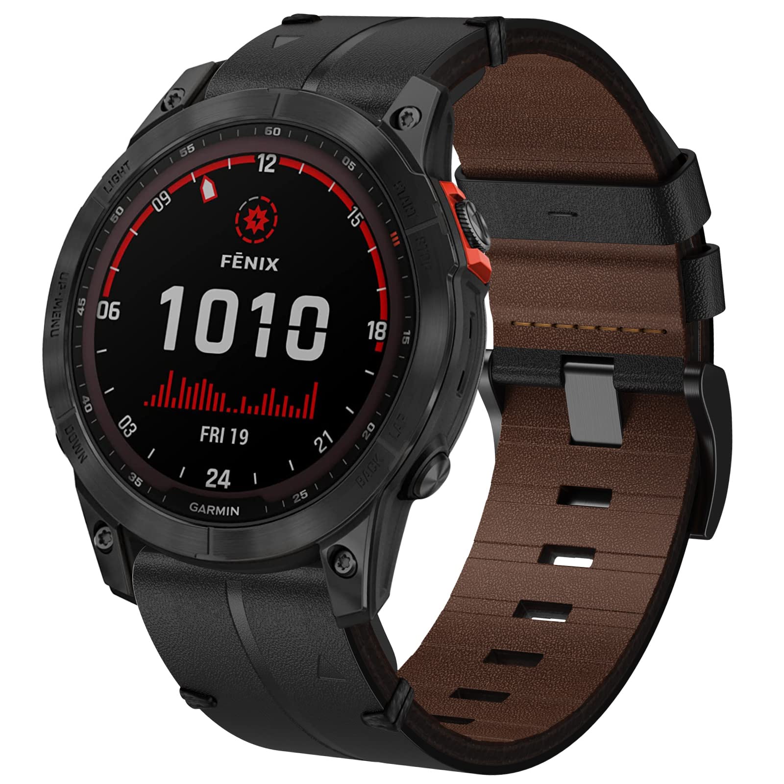 Leather Strap Garmin Fenix 7X Band, 26mm QuickFit Genuine Leather Band Replacement Strap for Garmin Fenix 7X/Fenix 6X/Fenix 6X Pro/Fenix 5X/Fenix 5X Plus/Fenix 3/HR/Descent MK1/D2 Delta PX/D2 Charlie