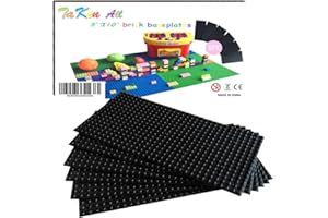 Taken All Building Bricks Block Base Plates - Black 6 Pack of 5 x 10" Baseplates - Tight Fit with Major Brick Sets