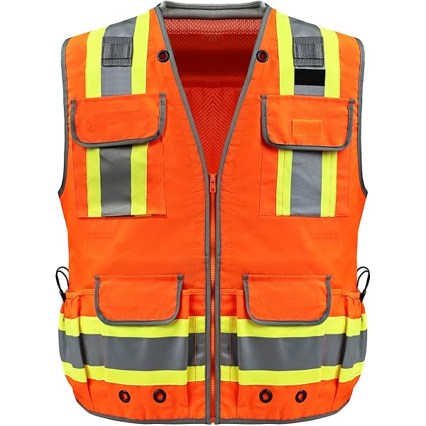TopTie Hi-Vis Construction Work Surveyor Vest, Multi Pockets