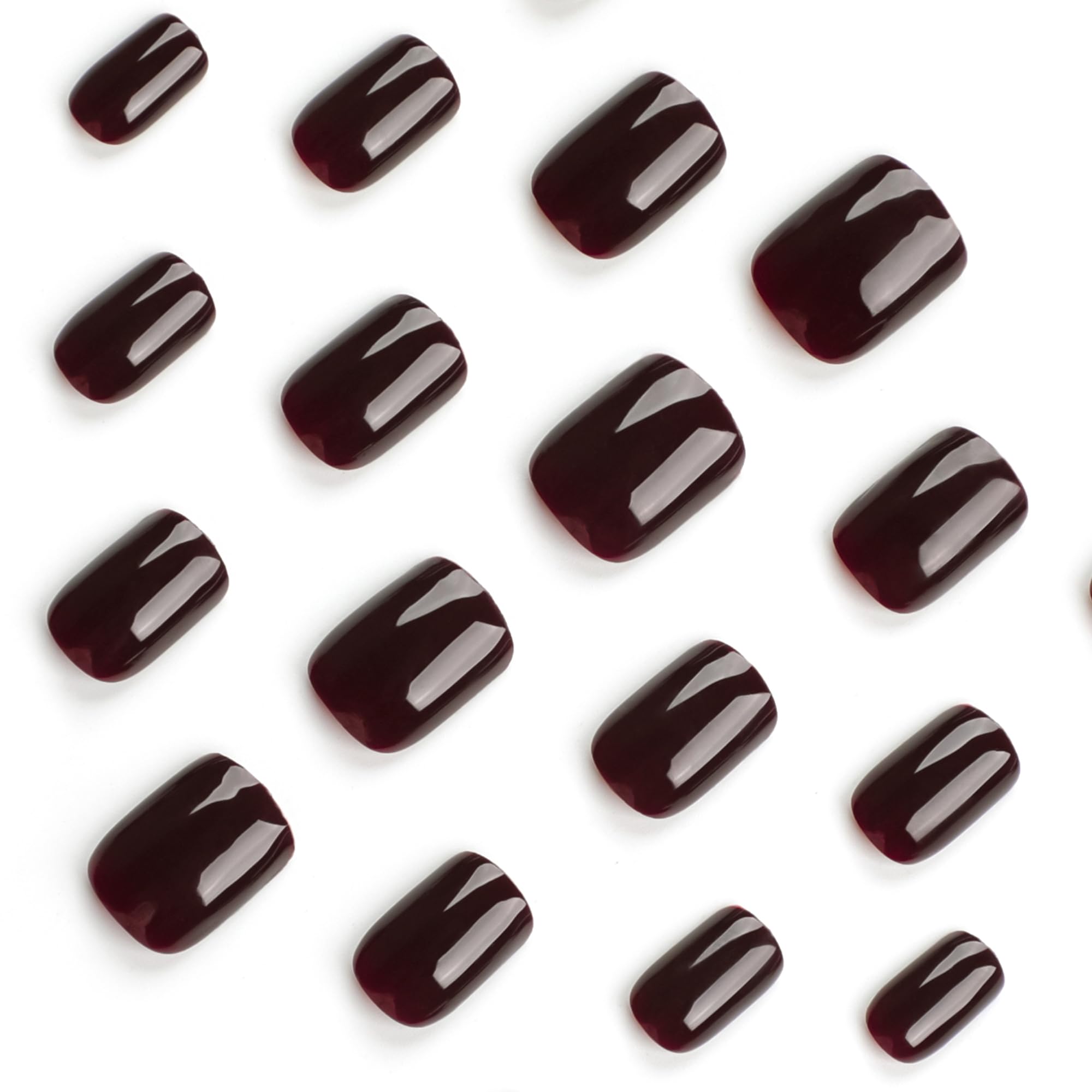 Short Press on Nails Square Shaped Fake Nails Brown False Nails Pure Dark Brown Glue on Nails Full Cover Acrylic Nails Cute Stick on Nails Simple Reusable Artificial Nails for Nail Manicure Decoration - Image 3