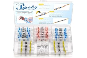 50pcs Solder Seal Wire Connector, Sopoby Solder Seal Heat Shrink Butt Connectors Terminals Electrical Waterproof Insulated Marine Automotive Copper(23Red 12Blue 10White 5Yellow)