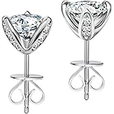 Moissanite Earrings Studs Sterling Silver Stud Earrings for Women 2 Carat S925 Earrings Hypoallergenic Gold Earring for Women Studs