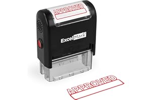 ExcelMark Approved Self Inking Rubber Stamp - Red Ink