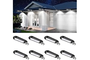 ROSHWEY Solar Lights Outdoor 200LM, 18 LED Gutter Lights Outdoor Waterproof, Bright Outside Paito Lights Deck Lamp, Outdoor Lighting for Backyard, Sign, Eaves (8 Pack-Cool White Light)