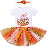 IBTOM CASTLE Pumpkin Half First Birthday Girl Baby Romper+Tutu Skirt+Headband for 1st Cake Smash Photoshoot