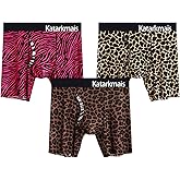 KatarkmaisWANG Men's Leopard Print Boxer Briefs - Tagless, Breathable Workout Men's Underwear, 3Pack