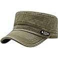 YeeHeen Unisex Cadet Army Cap Adjustable Flat Top Cap Washed Cotton Military Hat Baseball Cap