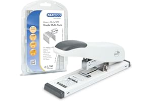 Rapesco 1461 ECO HD-100 Heavy-Duty Stapler with 3200 Type 923 Heavy-Duty Staples, 100 Sheet Capacity, Soft White