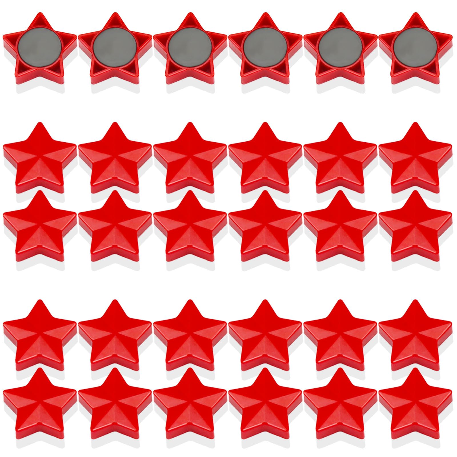 PYJLBX 30Pcs Fridge Magnets – Strong Mini Magnets for Whiteboard, Notice Board, Crafts – Heavy Duty Small Cute Magnets for Adults, Kitchen, Office, Home – Decorative Magnet Magnetic Dots (Star, Red)
