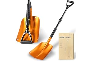 ZIHUA Car Snow Shovel for Vehicle,40" Folding Emergency Snow Shovel for Car,Snow Shovel for Car Driveway with Comfortable D-Grip Handle Portable Snow Shovel for Car Trunk (Golden)
