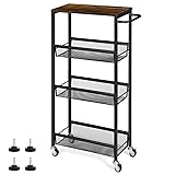 4 Tier Slim Storage Cart, Narrow Shelving Unit for