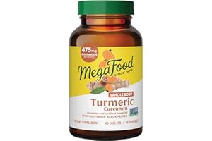 MegaFood Whole Body Turmeric Curcumin Supplement - Turmeric Supplement With Black Pepper & Vitamin C - 475 mg Curcuminoids Per Serving - Antioxidant & Immune Support - Vegan - 60 Tablets, 30 Servings
