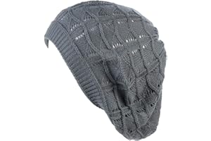 BE YOUR OWN STYLE BYOS Chic Soft Knit Airy Cutout Lightweight Slouchy Crochet Beret Beanie Hat