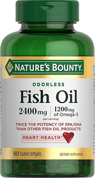 NATURE’S BOUNTY ODORLESS FISH OIL, 1200MG OMEGA-3 PER...